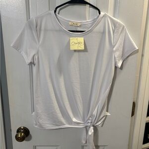 Olivia Rae White Tie-Front Tee